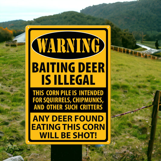Warning Baiting Deer Is Illegal Metal Sign – Rustic Outdoor Property Sign