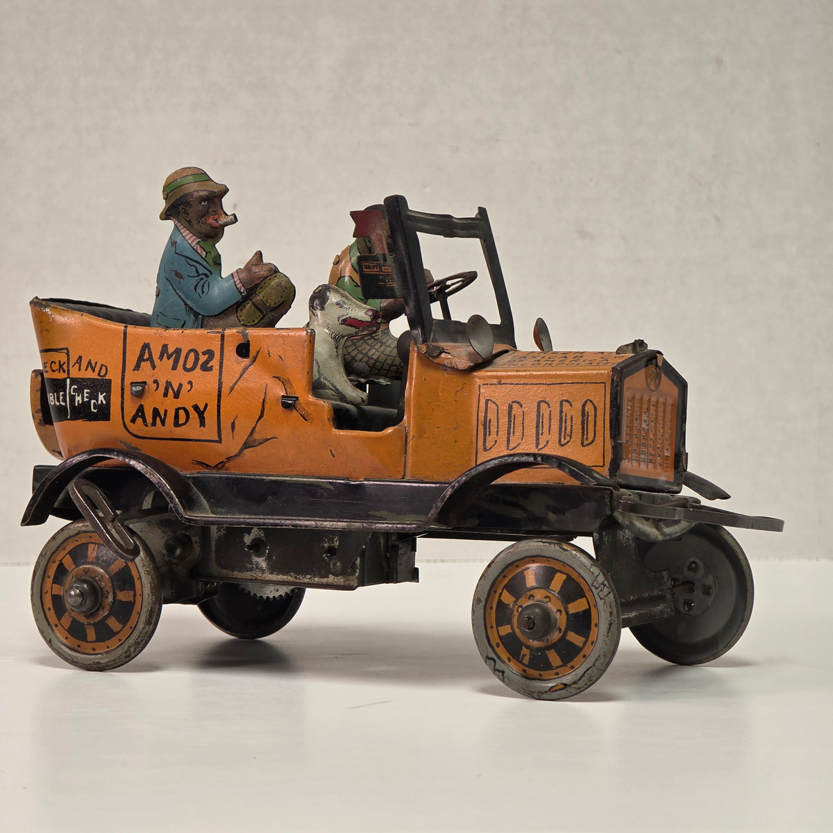Antique Louis Marx Amos ’n’ Andy Fresh Air Taxi Cab tin lithographed wind-up jalopy toy