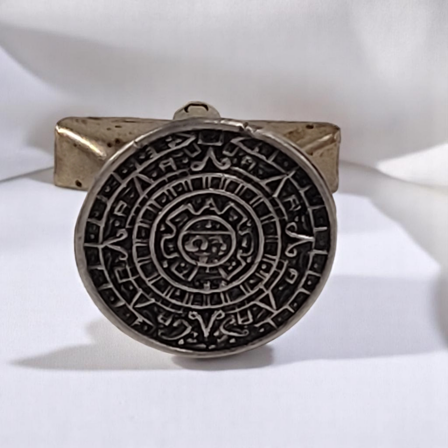 Vintage 925 Sterling Silver Aztec Coin Cuff Links