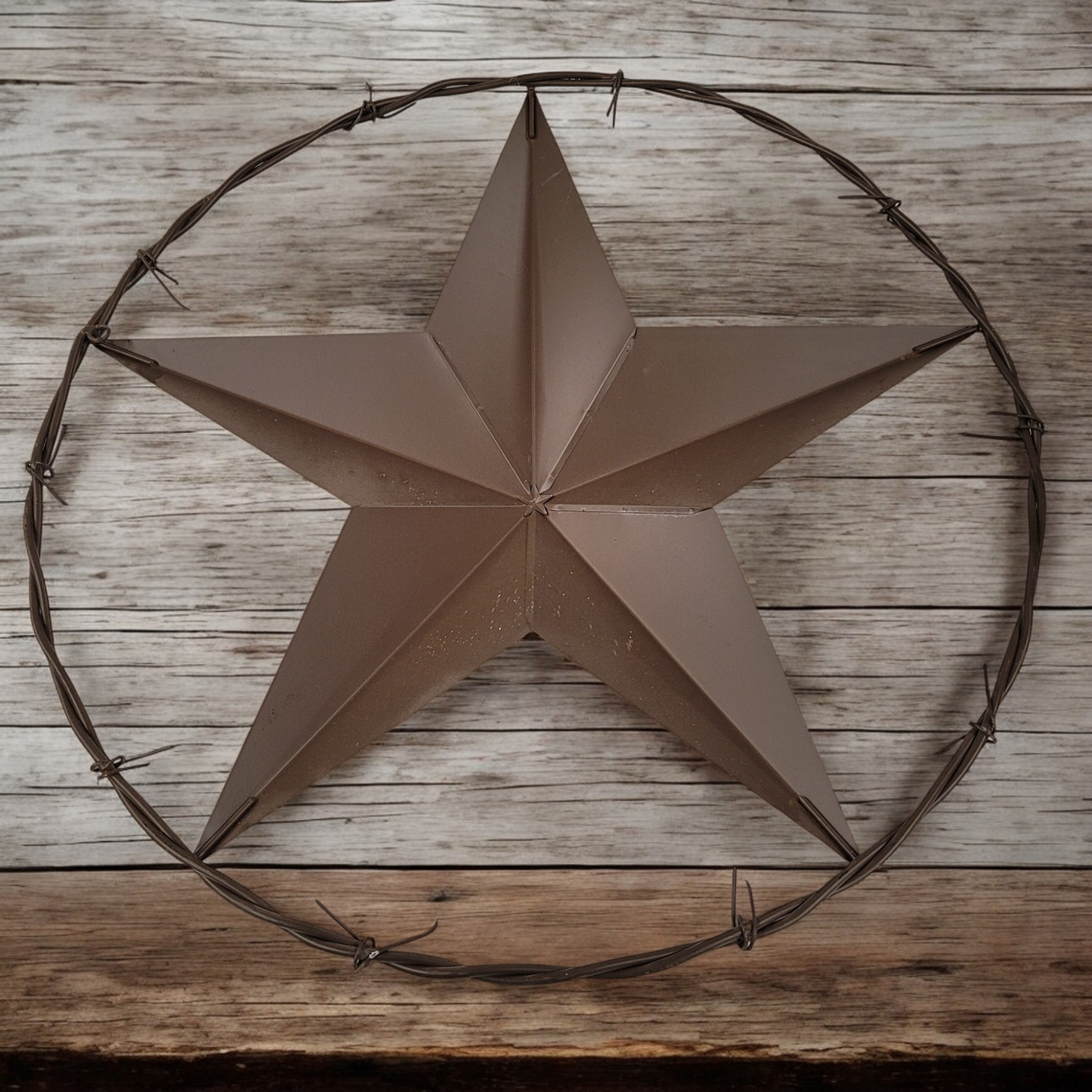 Large Hanging Barn Wall 25" Brown Star And Barbed Wire