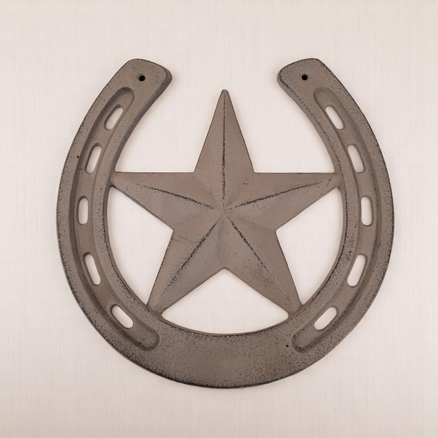 10" Cast Iron Barn Star Lucky Horseshoe Decoration