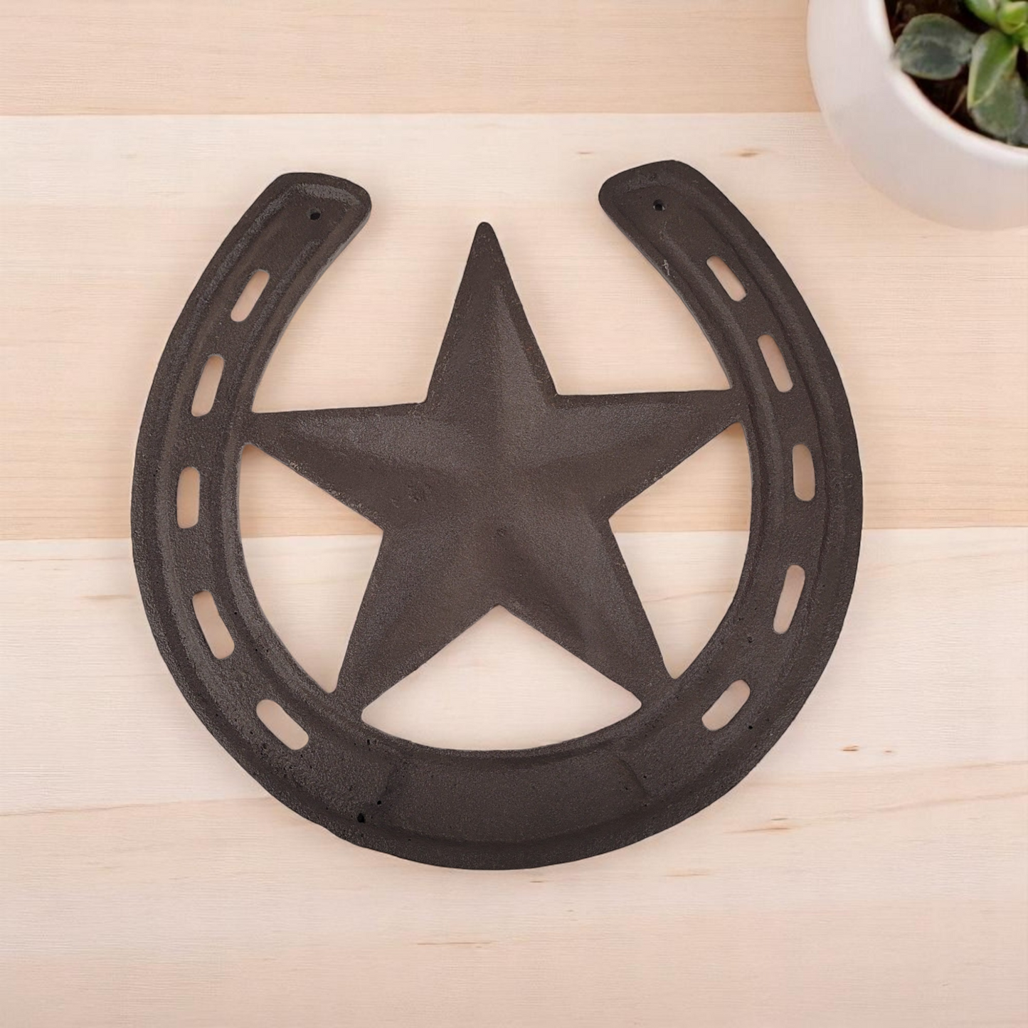 10" Cast Iron Barn Star Lucky Horseshoe Decoration