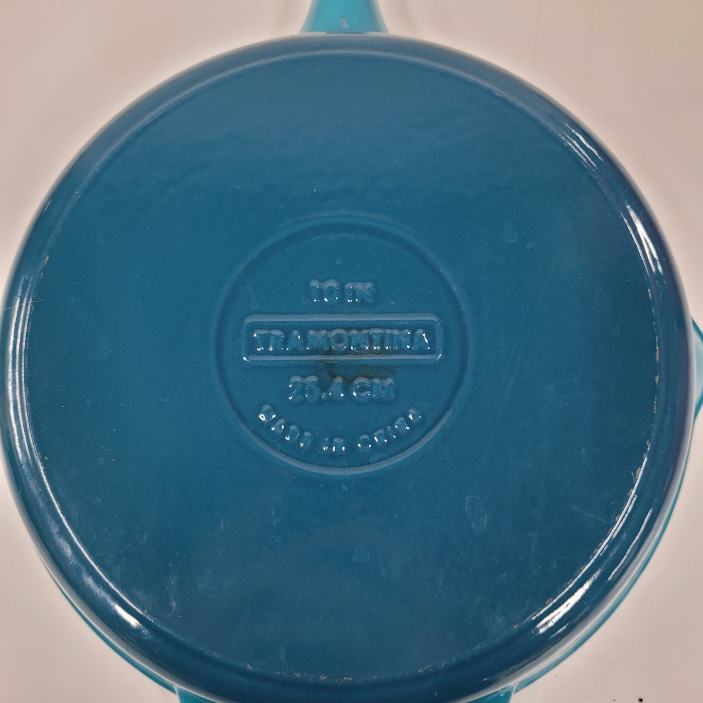 Vintage Blue Tramontina Enameled Cast Iron 10 Inch Fry Pan