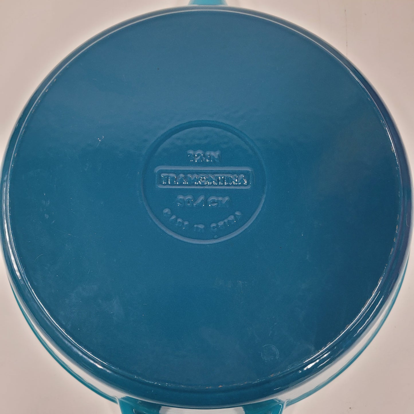 Vintage Blue Tramontina Enameled Cast Iron 12 Inch Fry Pan