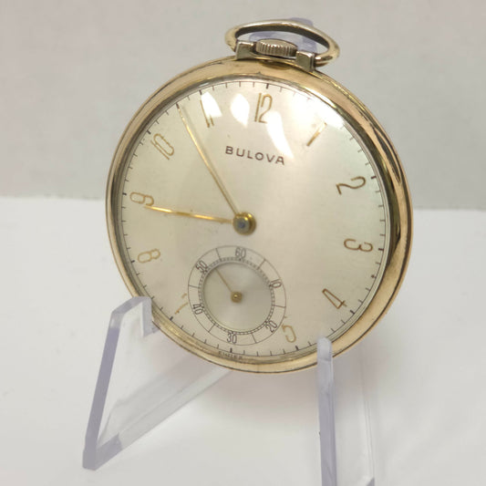 Bulova 17AH Pocket Watch 17 Jewels Gold Filled WWII Presentation O’Keefe’s Brewing 1943