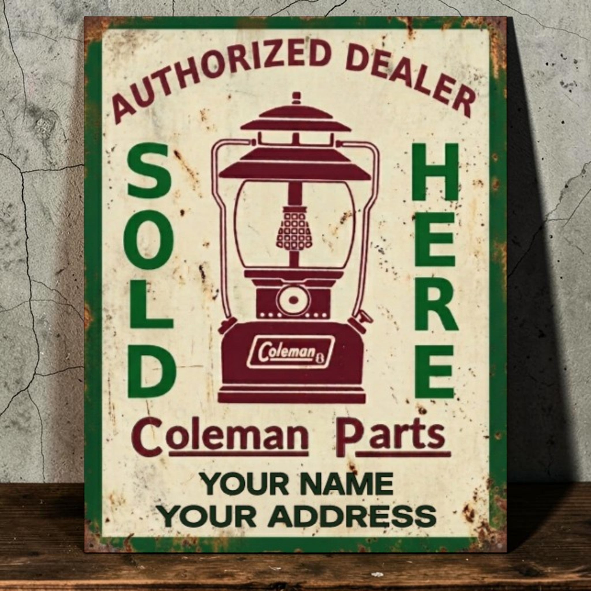 Personalized Coleman Authorized Dealer Sign – Custom Parts Sold