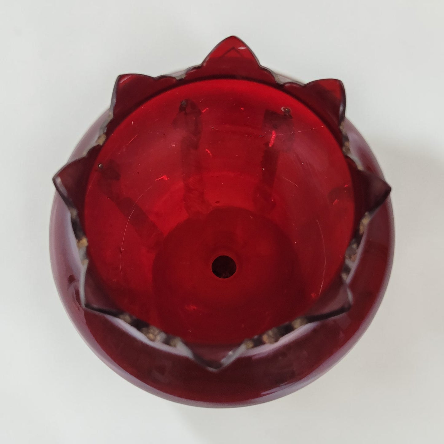 Antique Bohemian Ruby Cranberry Glass Mantel Lustre