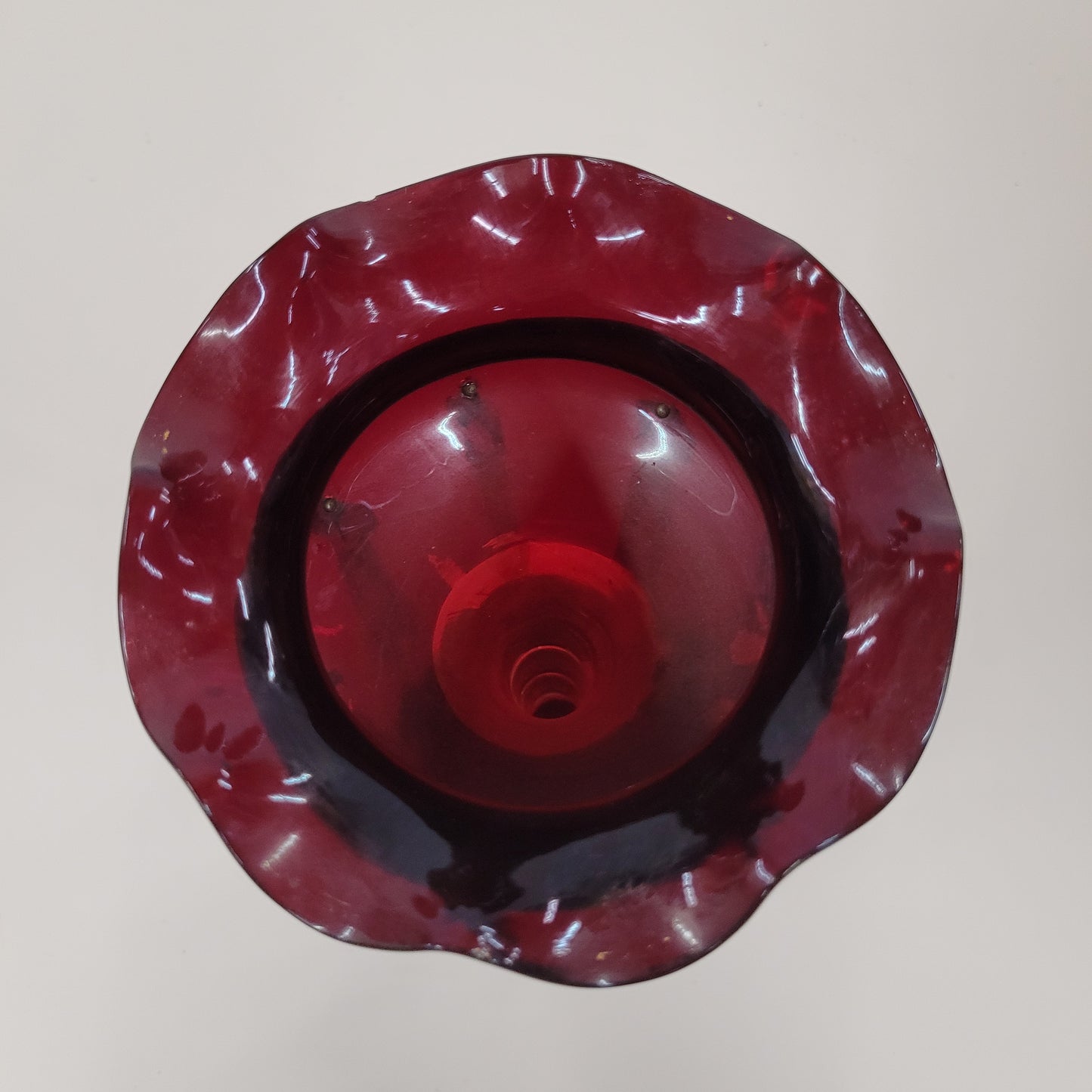 Antique Dark Red Glass Mantle Lustre