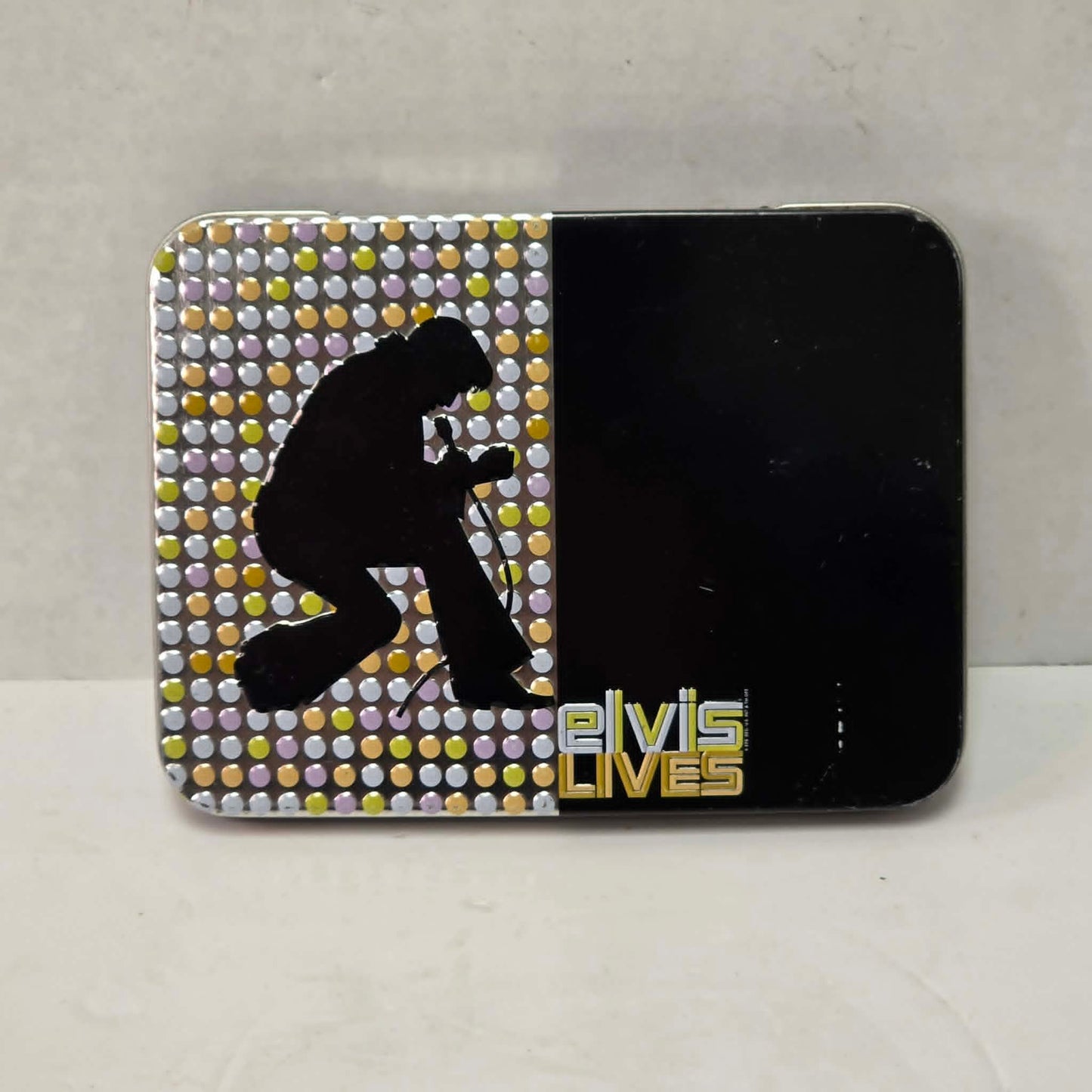 Collectible Elvis Presley Bicycle playing card set with two decks housed in a decorative tin case by United States Playing Card Company.