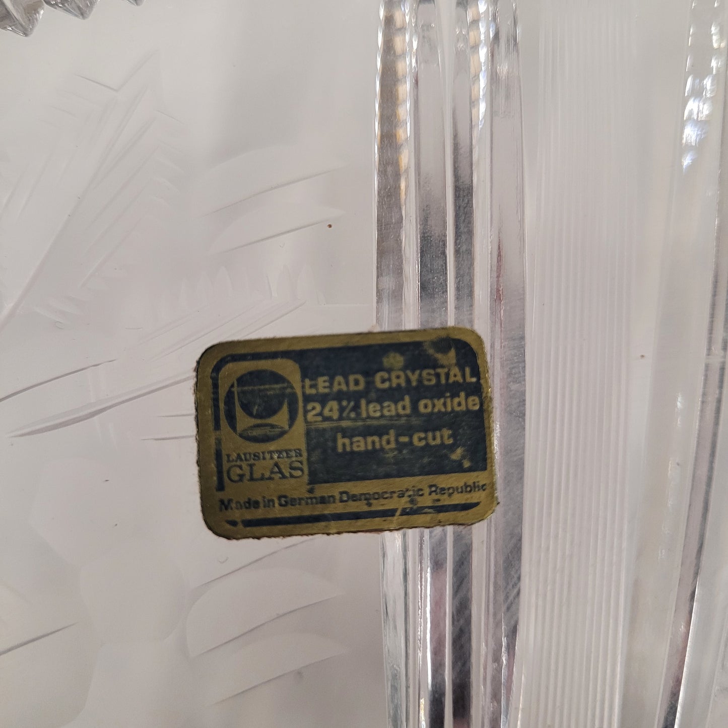 Hand Carved German Lead Crystal Glass Serving Plate