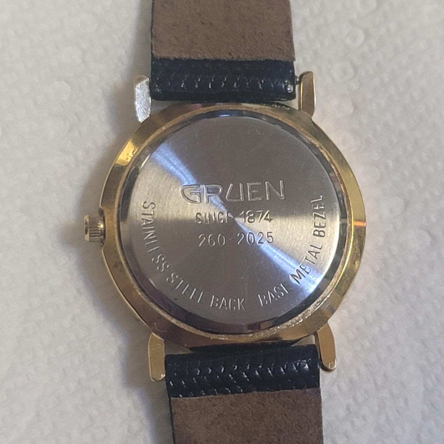 Vintage Gruen Quartz Diamond Bezel Watch