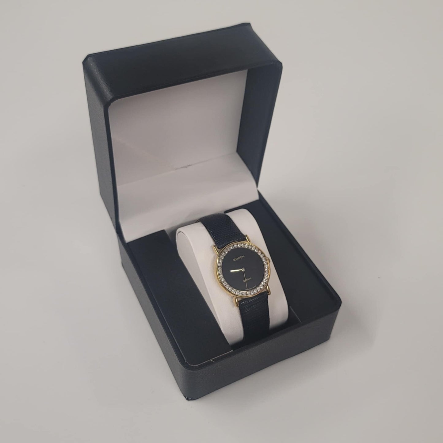 Vintage Gruen Quartz Diamond Bezel Watch
