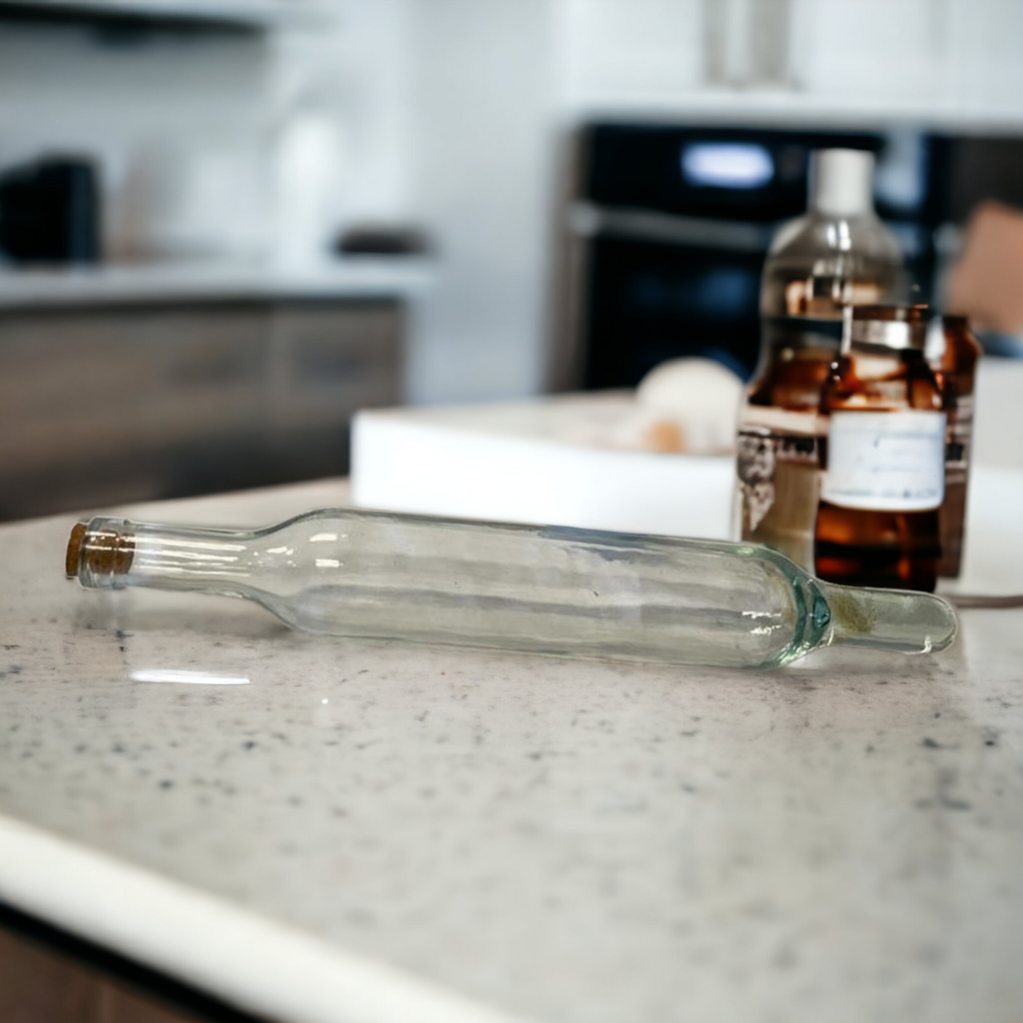 Vintage Glass Pastry Rolling Pin With Removable Cork