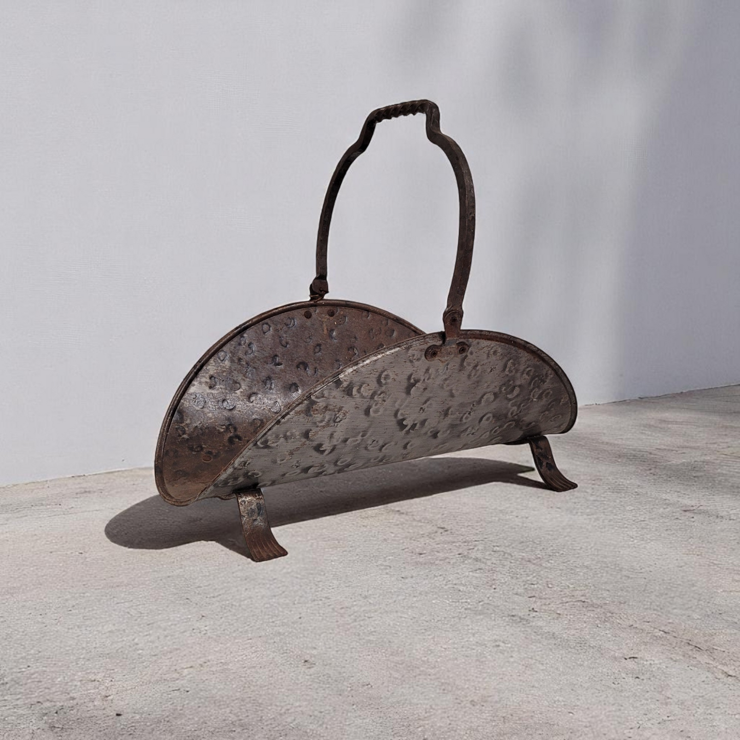 Vintage 19" Hammered Metal Log Holder