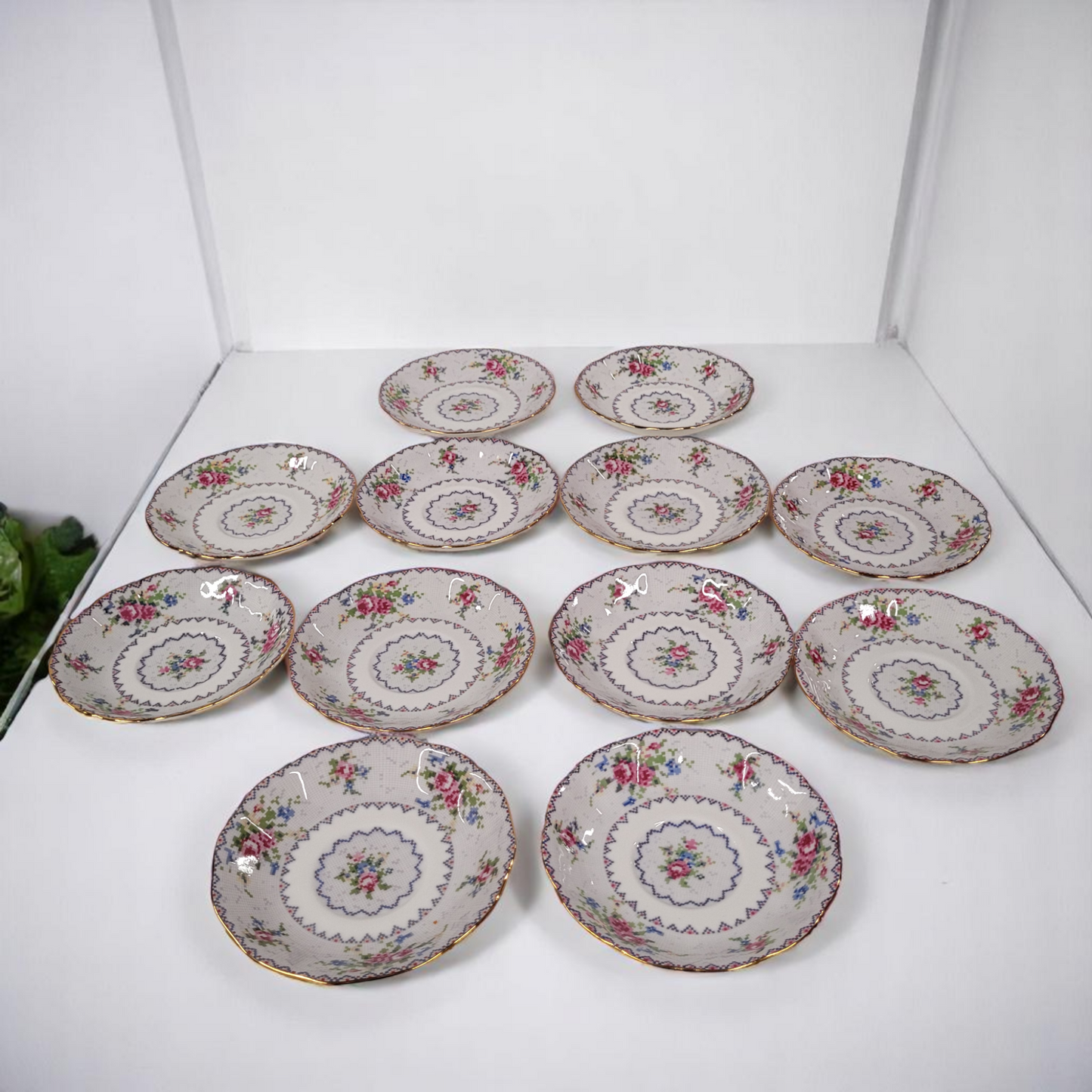 Lot of 12 Vintage Royal Albert Petit Point Bone China 4.5" Round Saucers