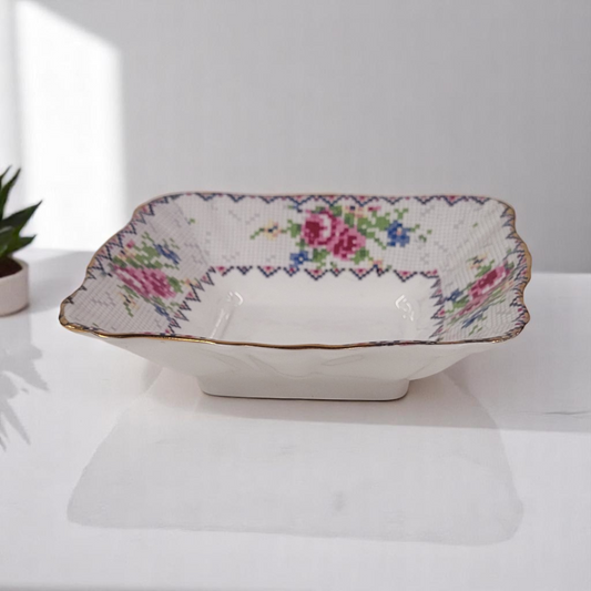 Vintage Royal Albert Petit Point Bone China 4.75" Square Saucer