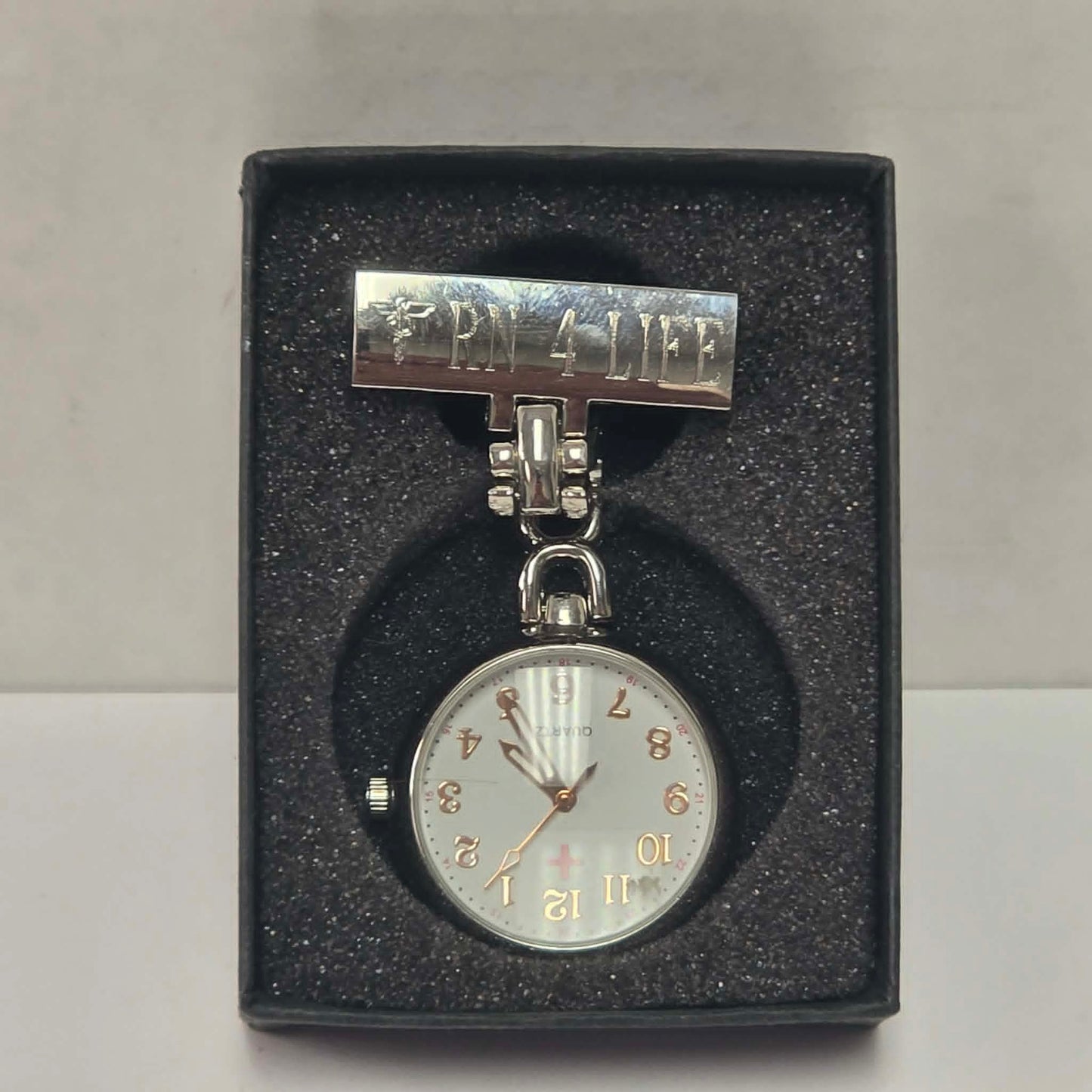 RN for Life pin-on nurse lapel watch in excellent condition.