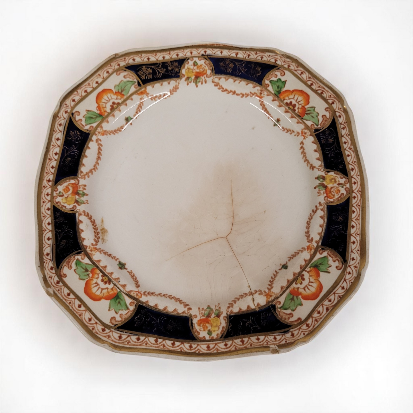 Royal Pattern 6.25" English China Saucer with Gold Trim