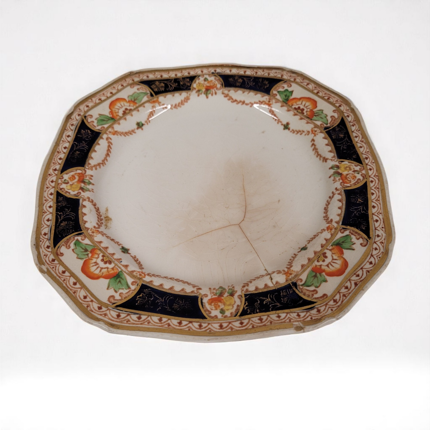 Royal Pattern 6.25" English China Saucer with Gold Trim