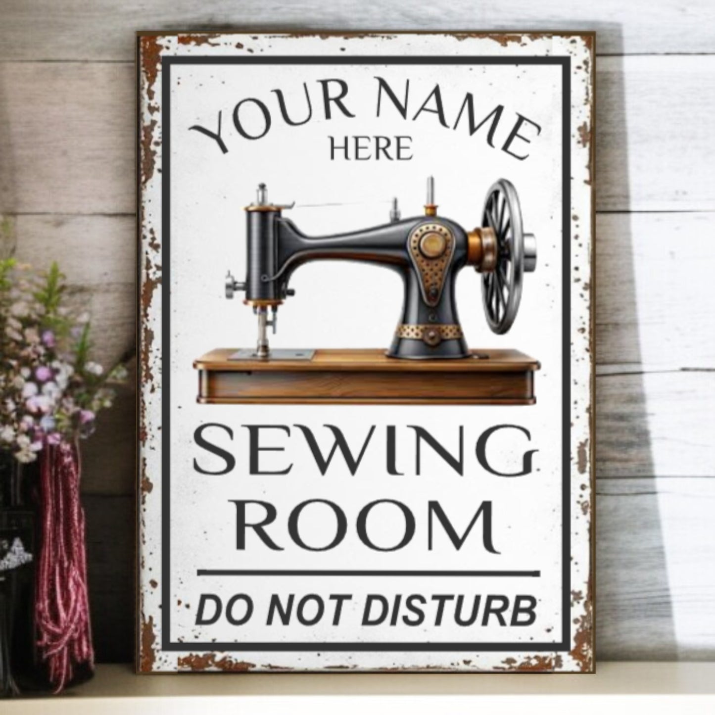 Rustic Sewing Room Do Not Disturb Sign Personalized Craft Room Wall Decor
