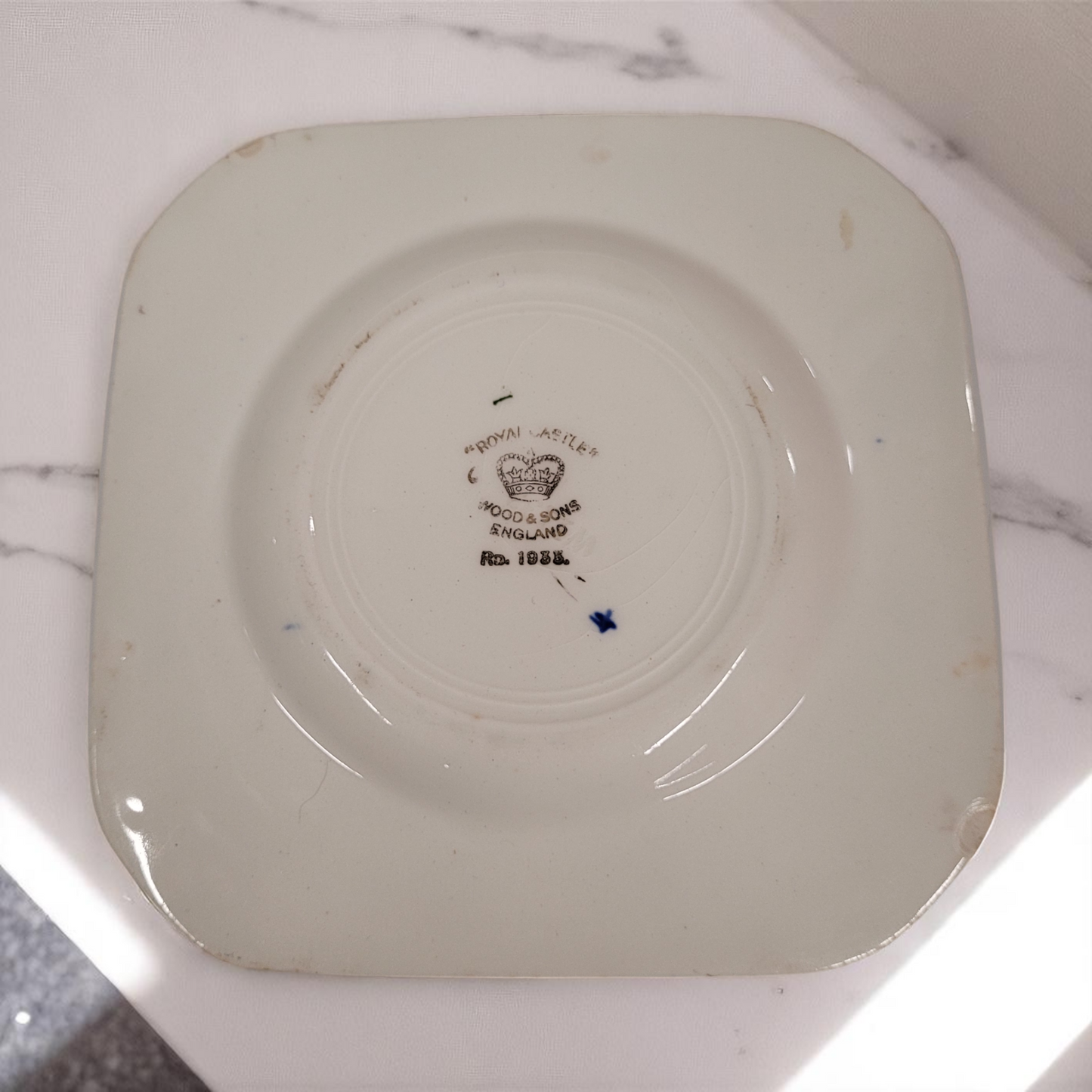 Set Of 3 Vintage Wood And Sons Royal Castle 1930's 6" Square Saucer Made in England