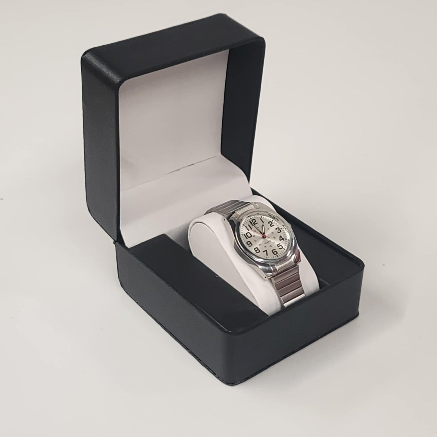 Accutime Men's Stainless Steel Quartz Watch – 37mm Case with 24-Hour Dial