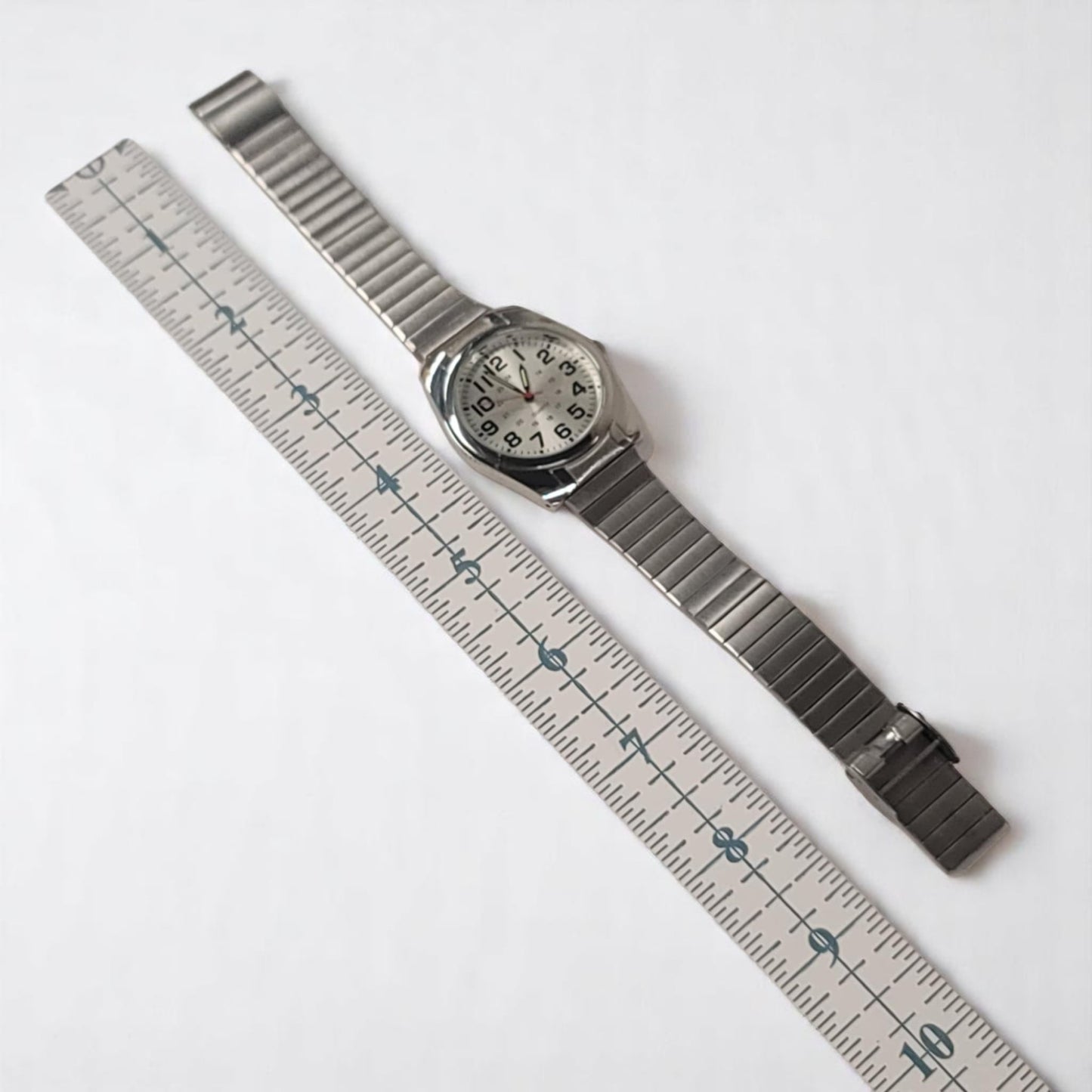 Accutime Men's Stainless Steel Quartz Watch – 37mm Case with 24-Hour Dial