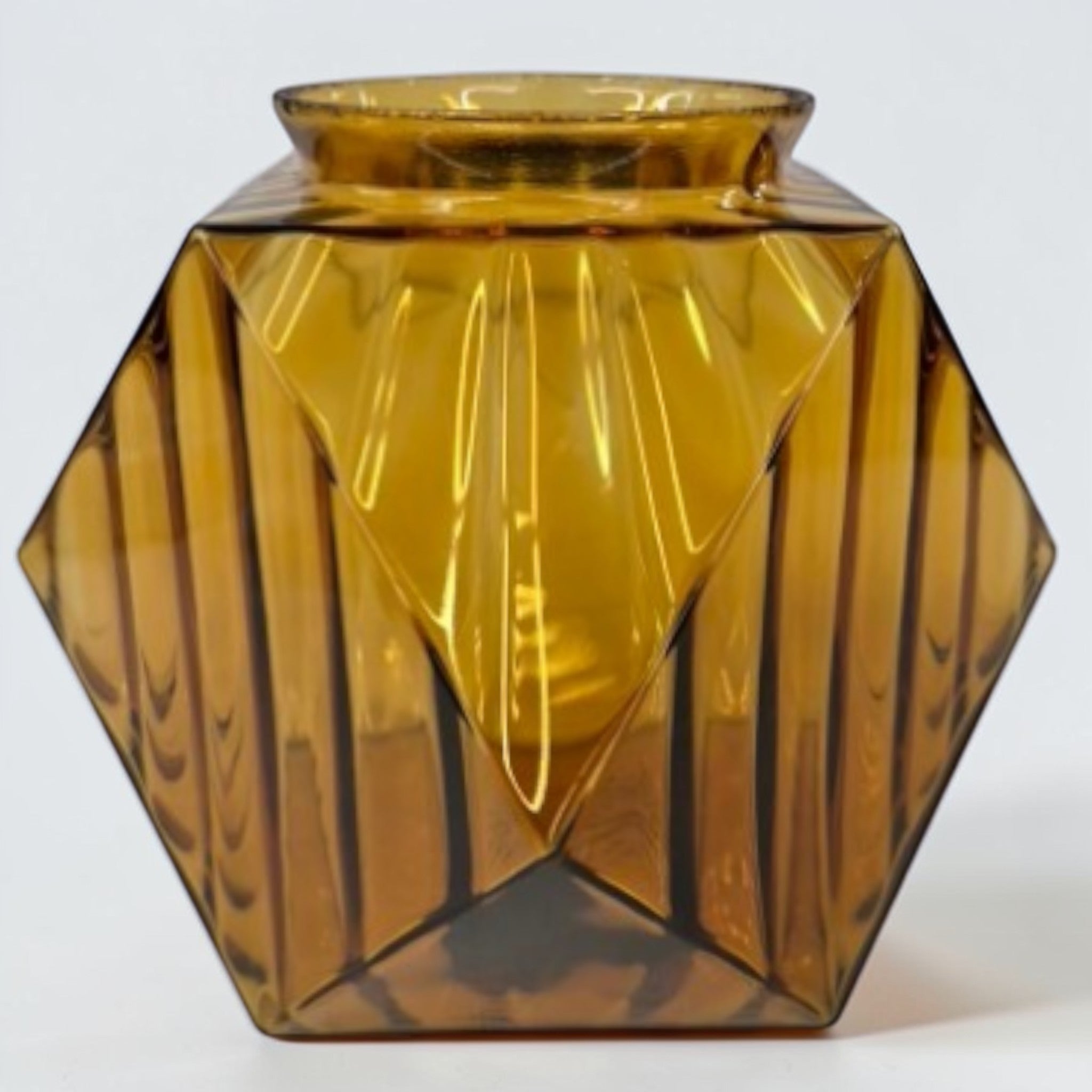 Vintage Amber Glass Geodesic Dome Lampshade Mid-Century Modern