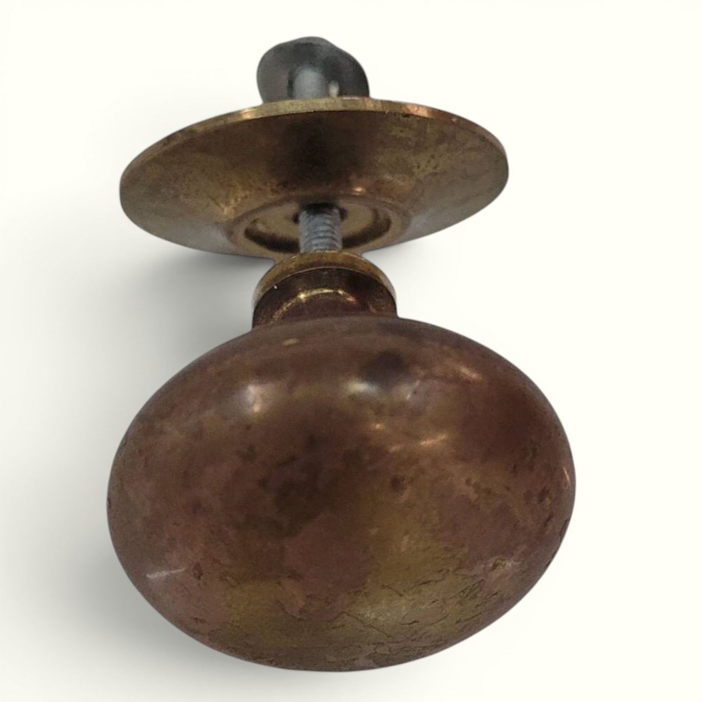 Antique Solid Brass Cabinet Pulls Knobs Set of 4 | Heavy 1” Hardware with Original Backplates Patina