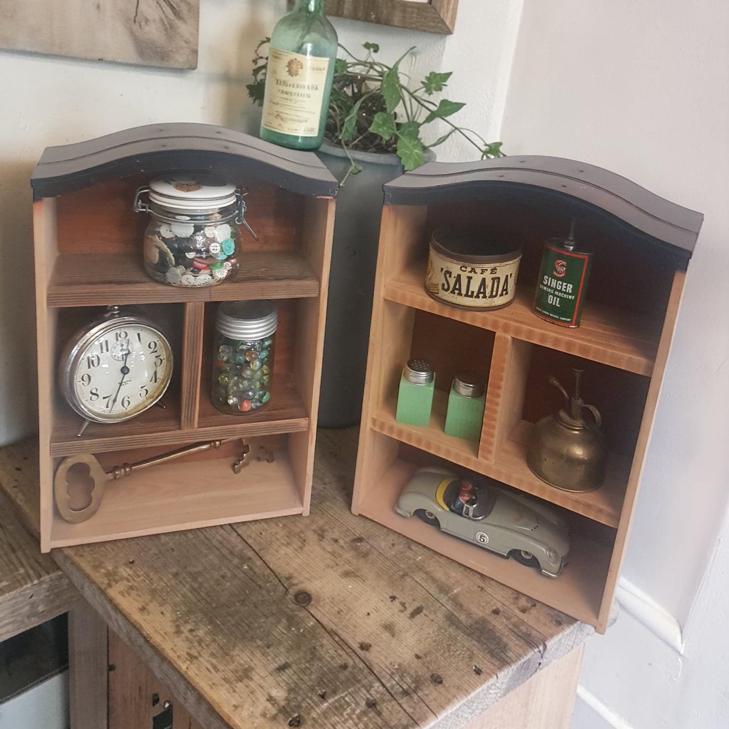 Wooden Display Shelves with Cubbies for Country Decor