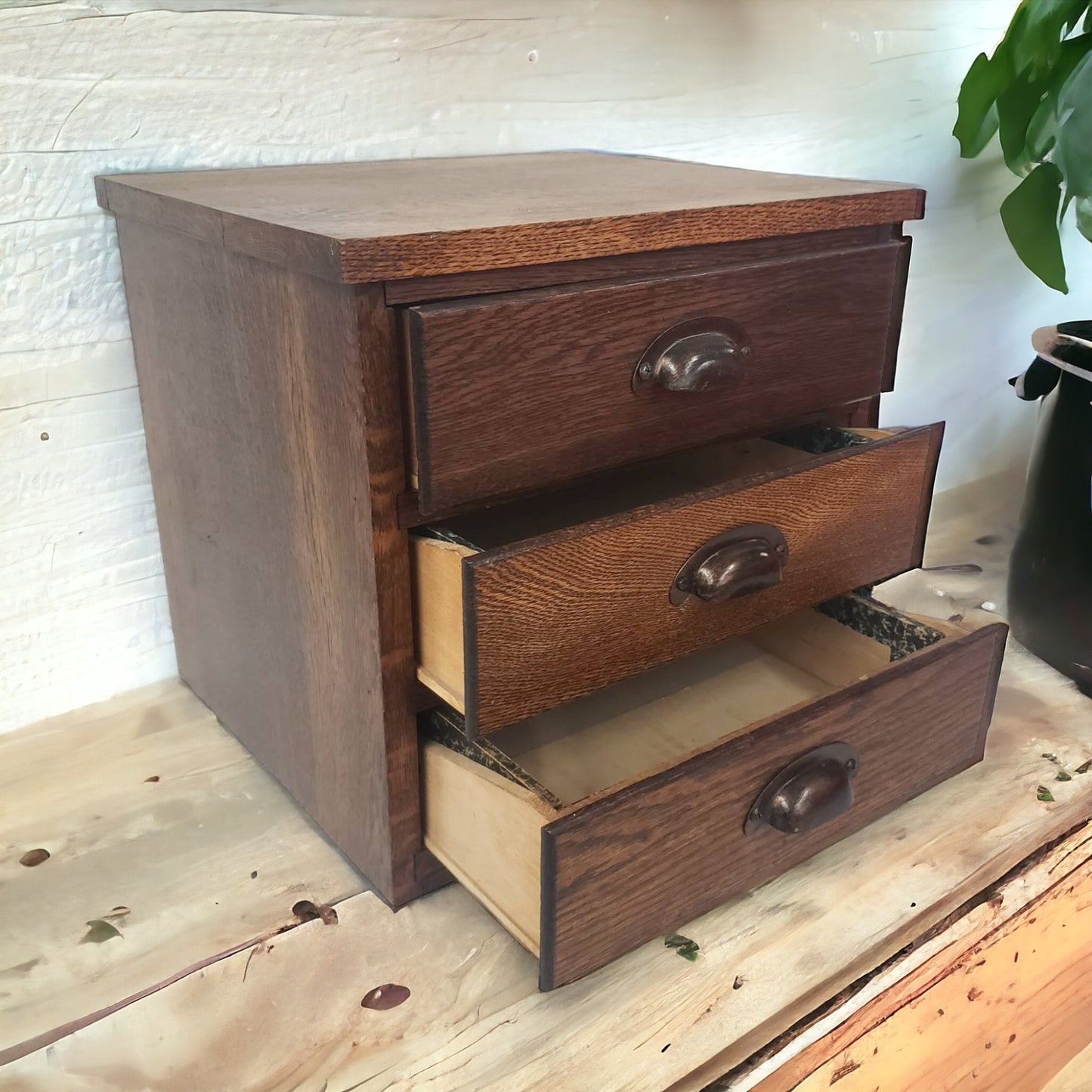 Apothecary Cabinet Antique wooden 3 drawer storage box - Wainfleet Trading Post