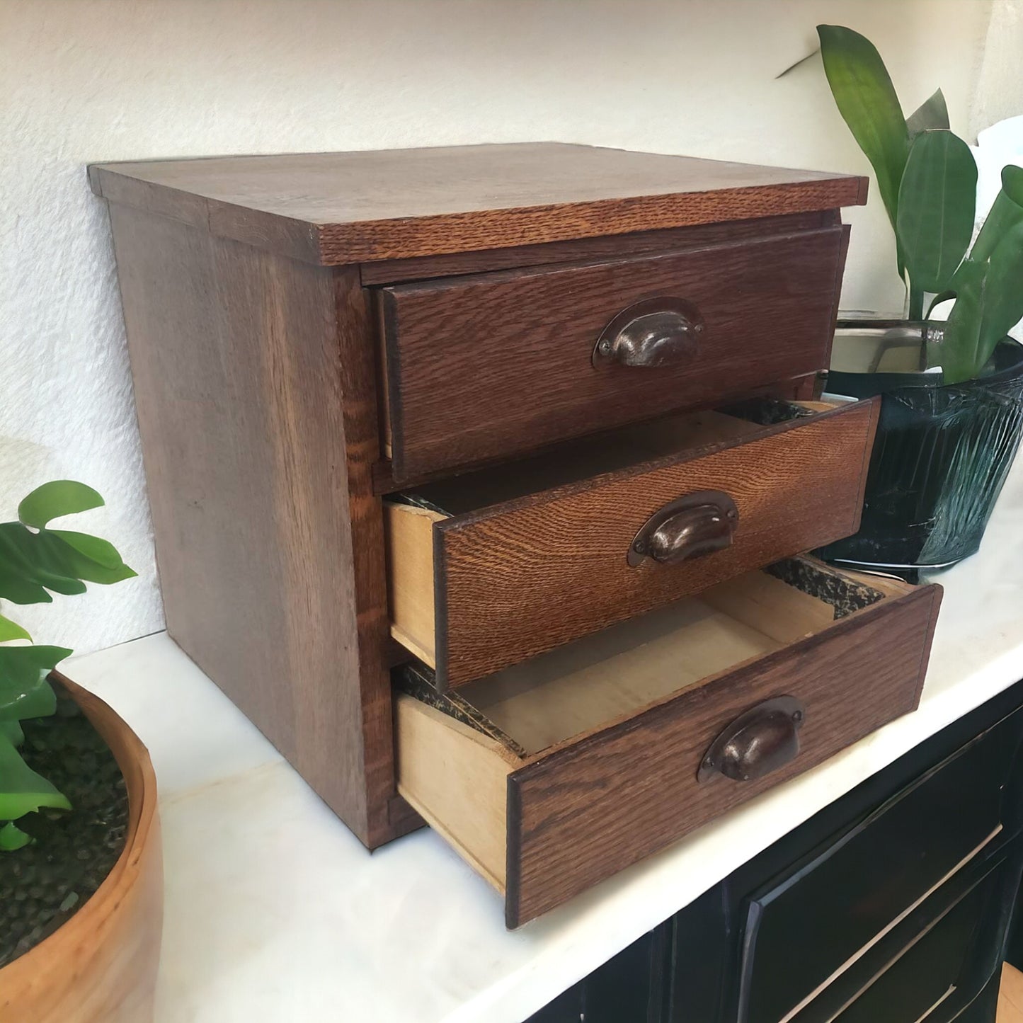 Apothecary Cabinet Antique wooden 3 drawer storage box - Wainfleet Trading Post