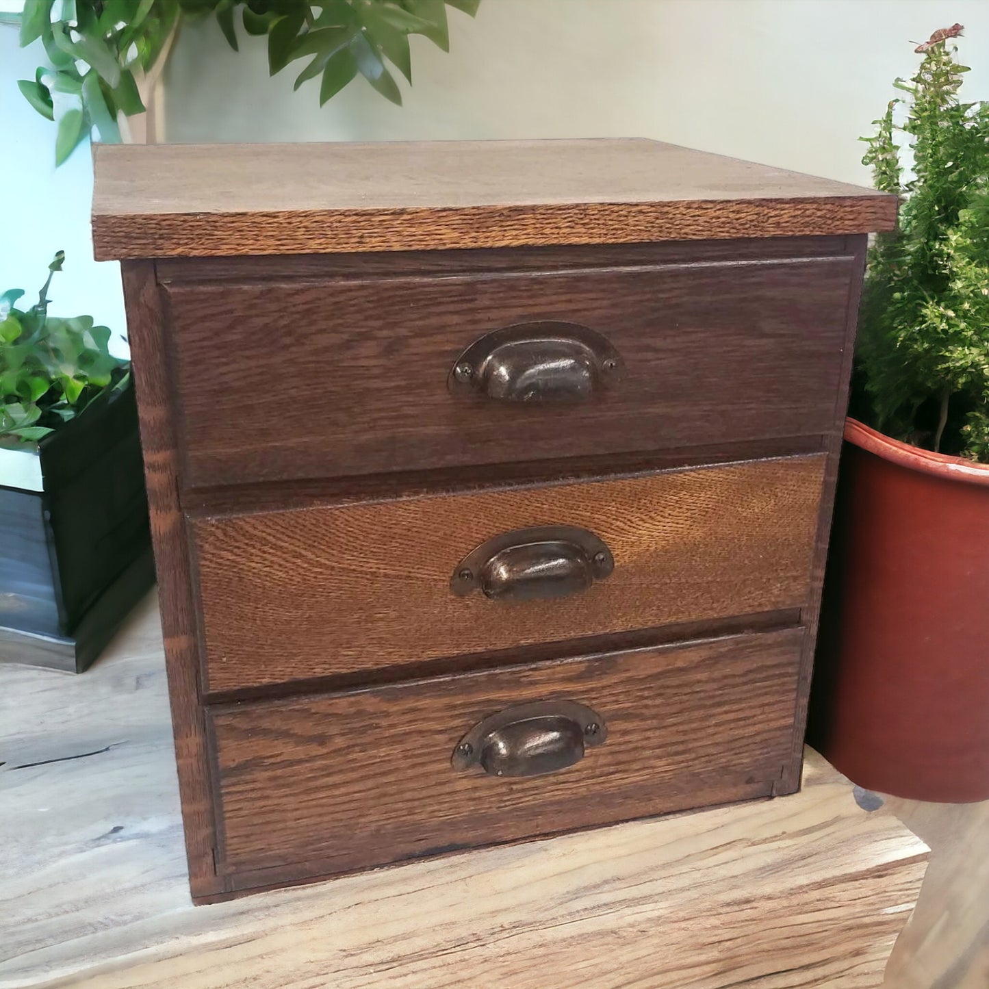 Apothecary Cabinet Antique wooden 3 drawer storage box - Wainfleet Trading Post