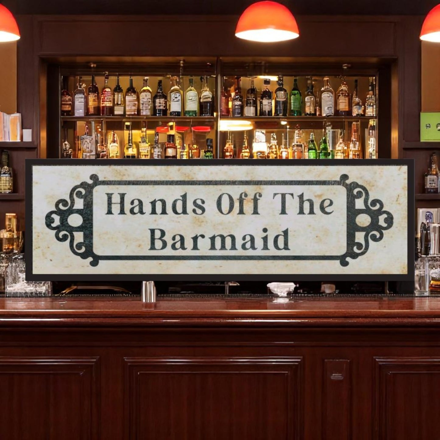 Hands Off the Barmaid Aluminum Sign – Handmade in Two Sizes