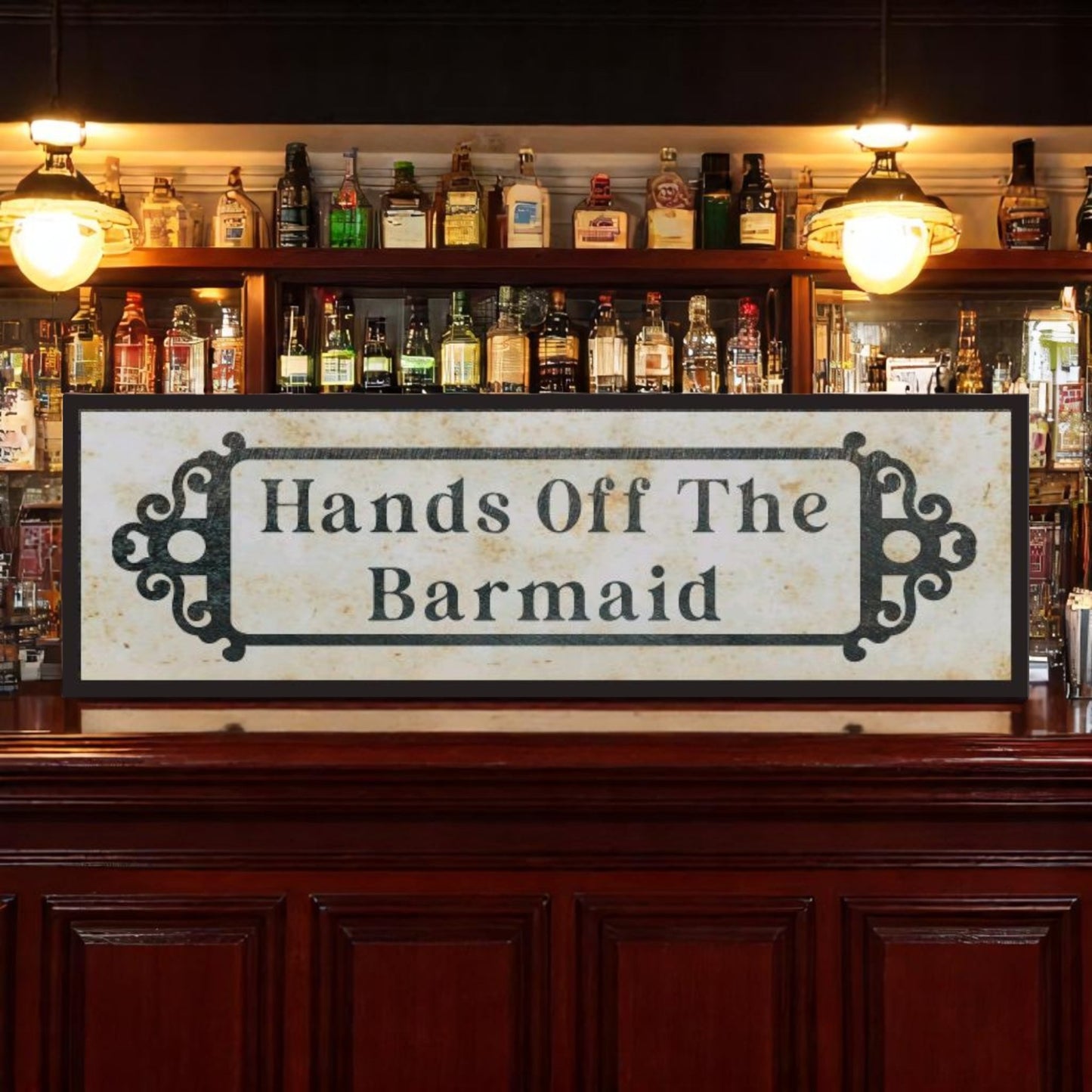 Hands Off the Barmaid Aluminum Sign – Handmade in Two Sizes
