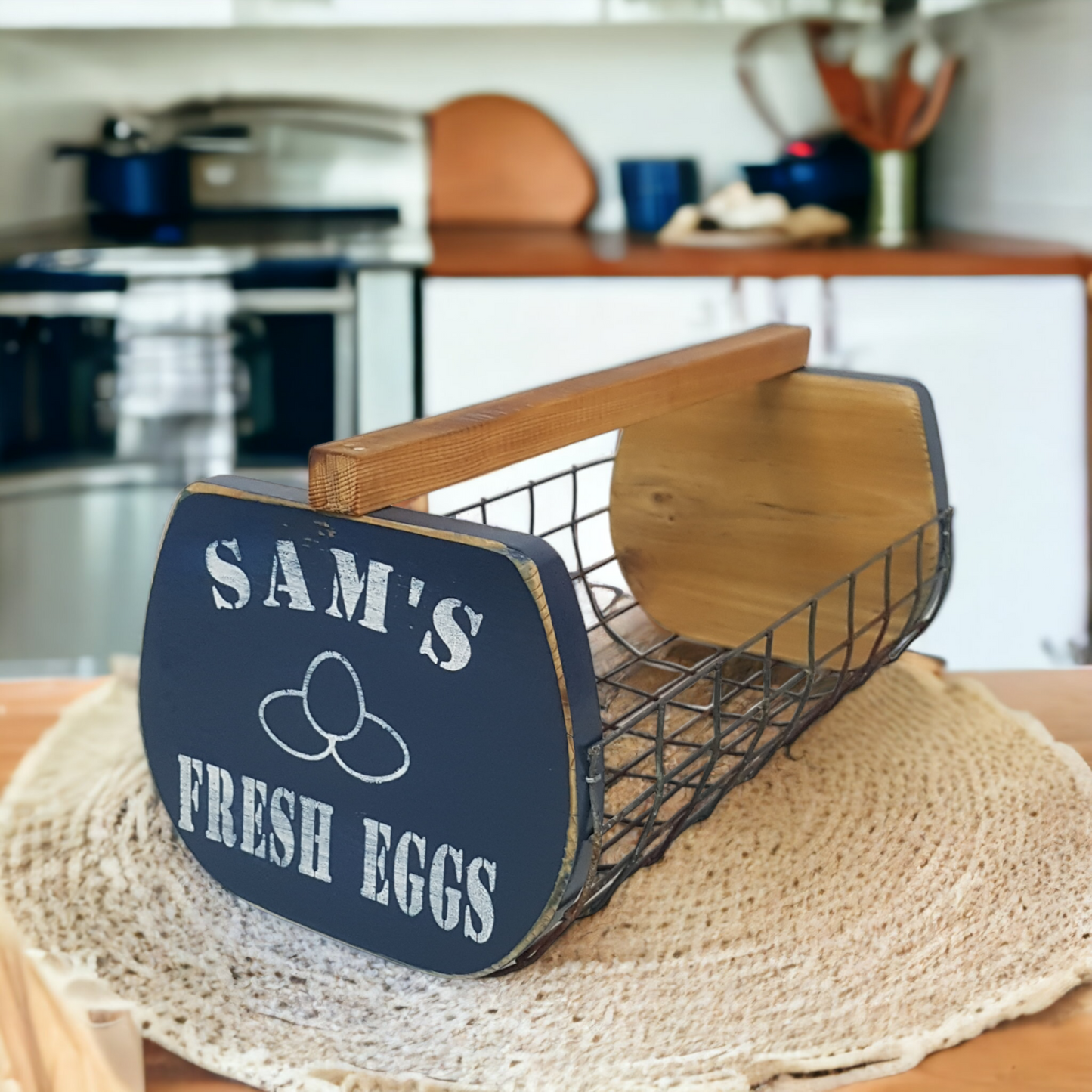 rustic handmade egg basket
