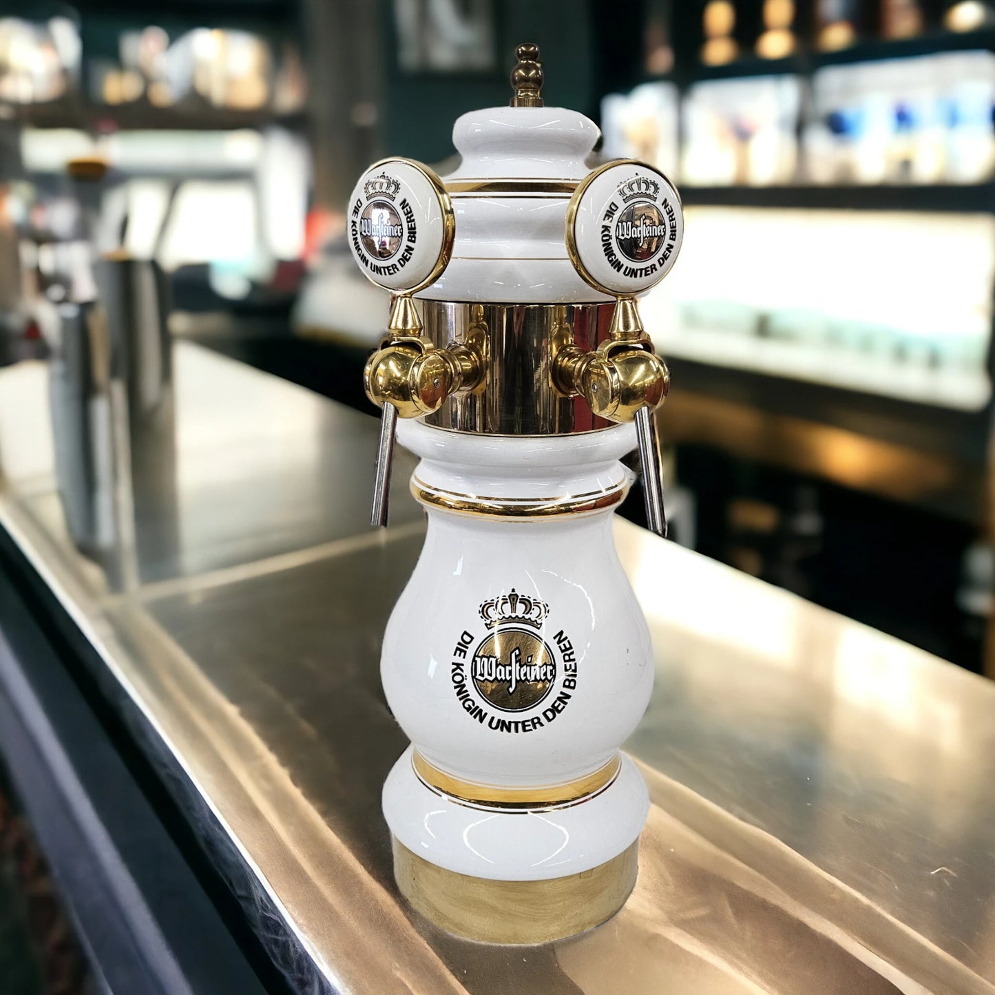 Warsteiner Porcelain Keg Head Tower Double Taps