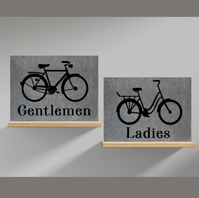 Bathroom Sign Mens And Womens Antique Bicycle Decor