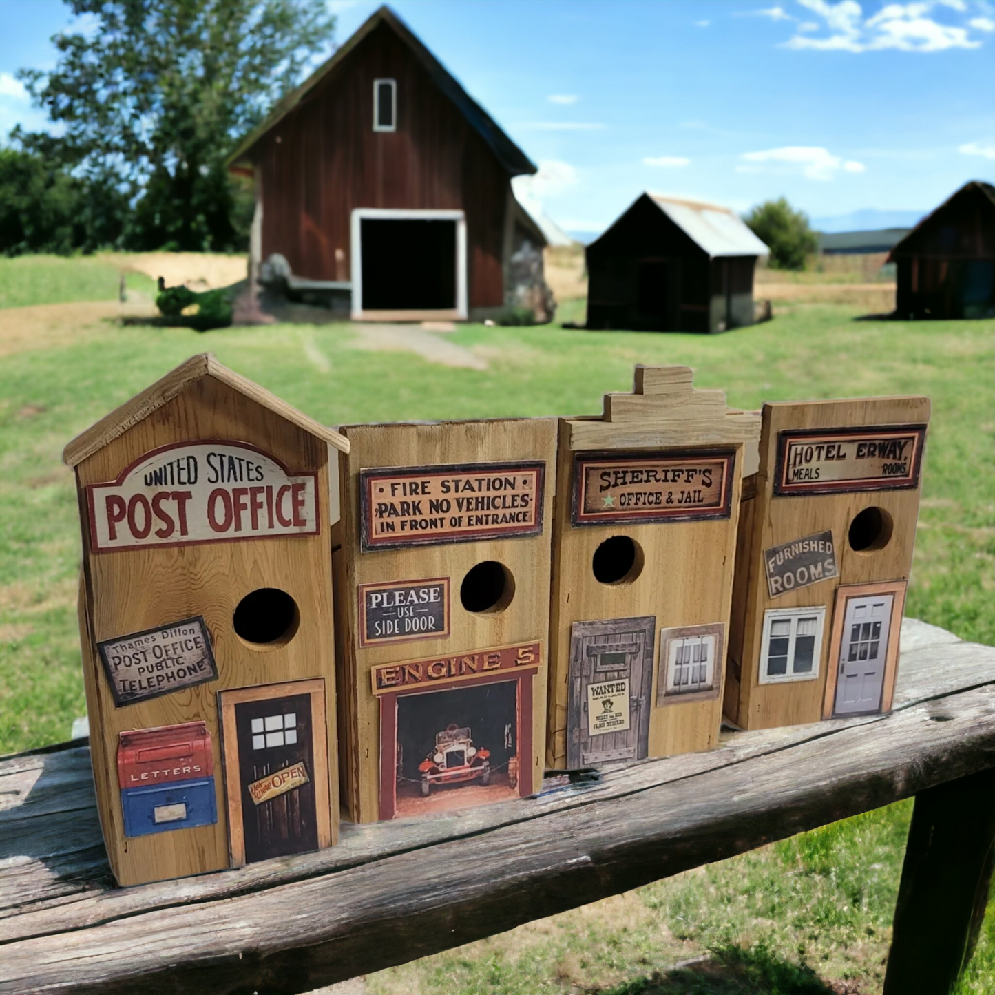handmade wild west birdhouse