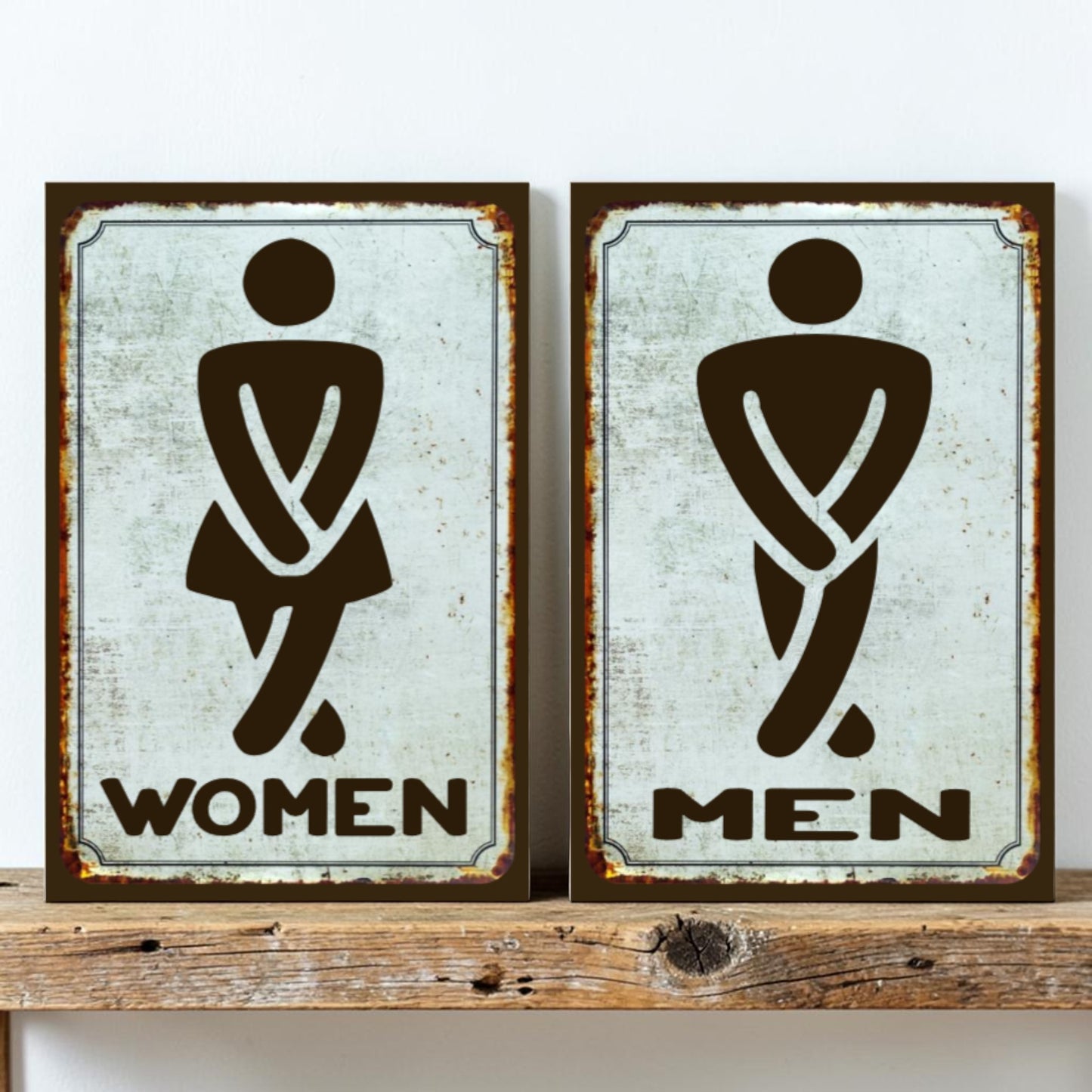 Funny bathroom sign man
Funny bathroom sign woman
Humor restroom wood sign
Cabin bathroom decor sign
Handmade restroom sign set