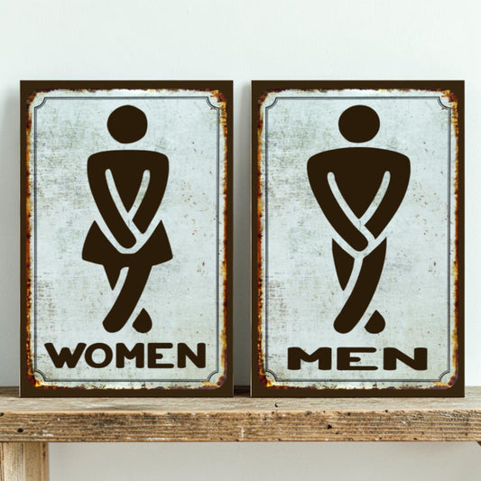 Funny bathroom sign man
Funny bathroom sign woman
Humor restroom wood sign
Cabin bathroom decor sign
Handmade restroom sign set