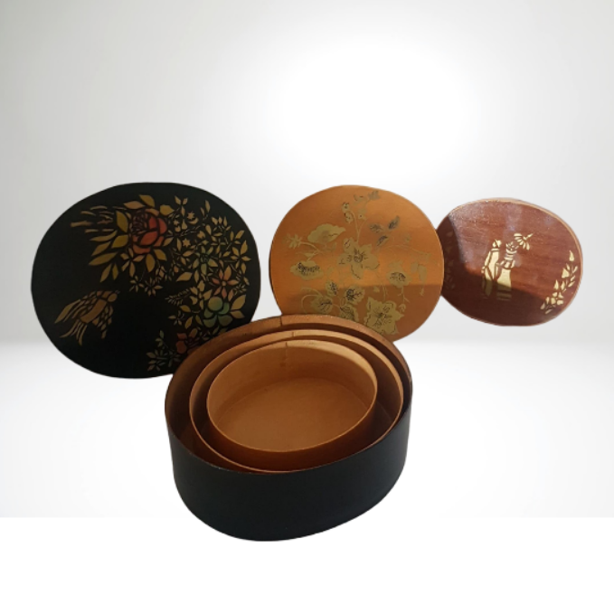 Vinatge Hand Stenciled Wooden Nesting Boxes Boudoir Decor