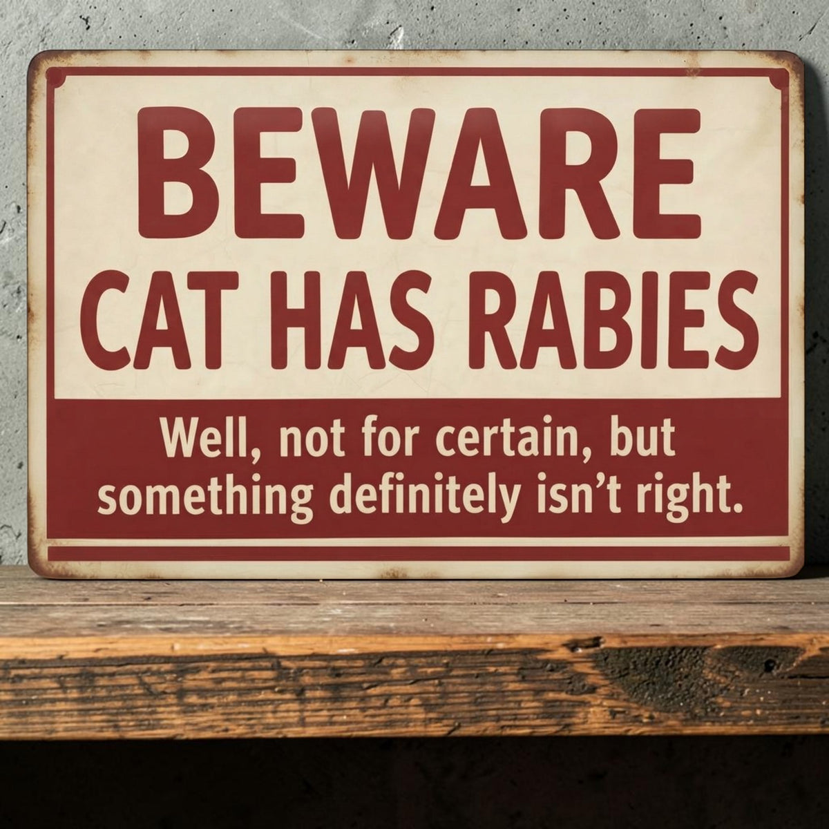 Funny cat metal sign