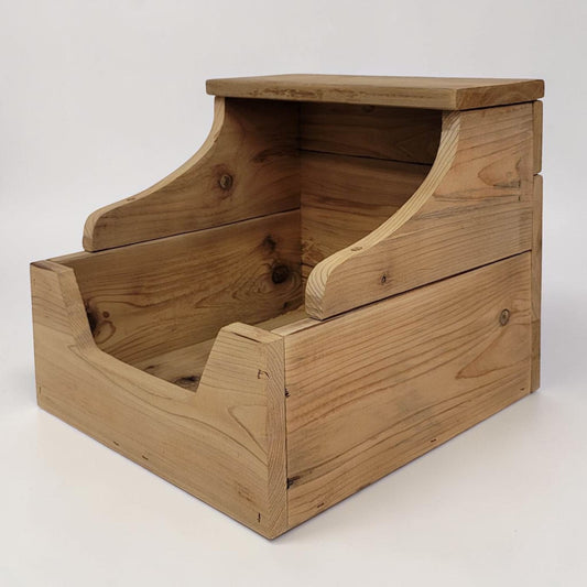 Handmade reclaimed wood storage bin with rustic farmhouse character and versatile storage options.