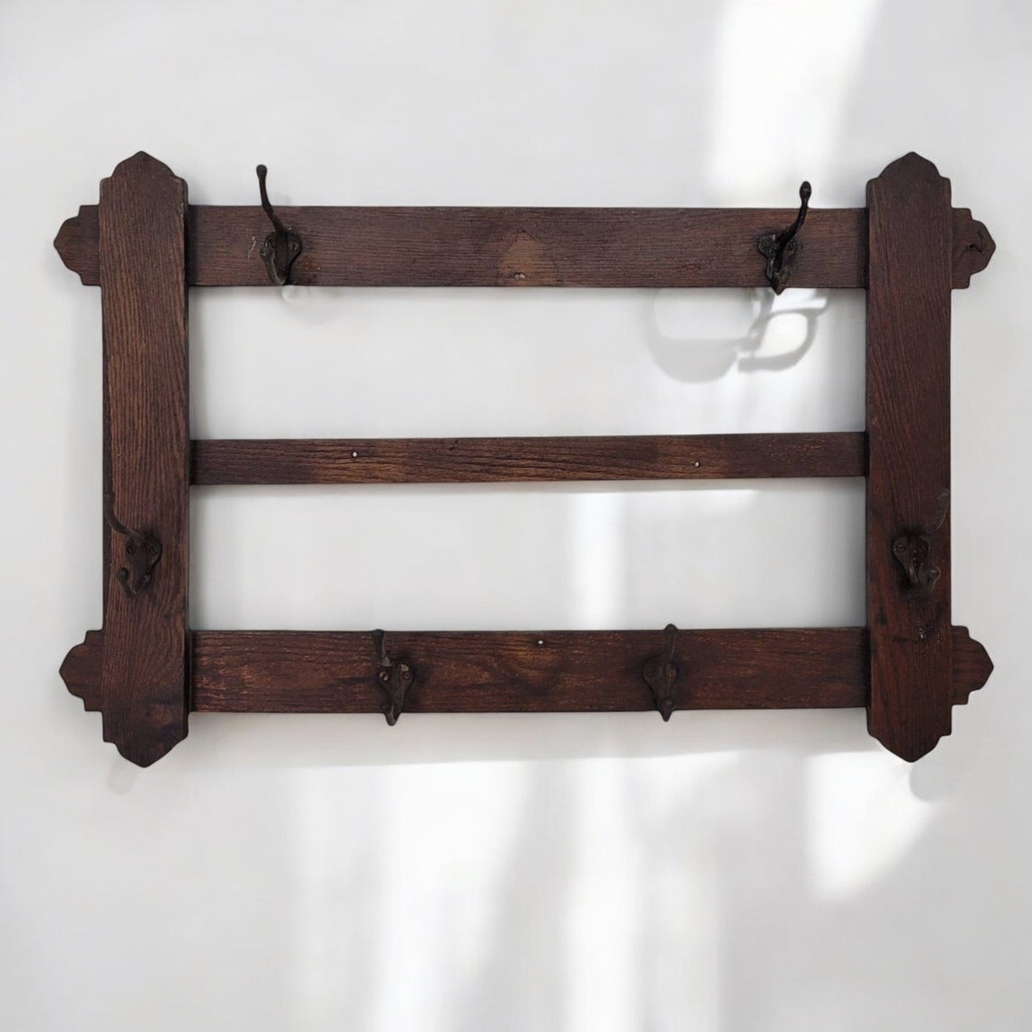 Antique 1/4 Sawn Oak Arts and Crafts Wall Hanging Coat Rack!