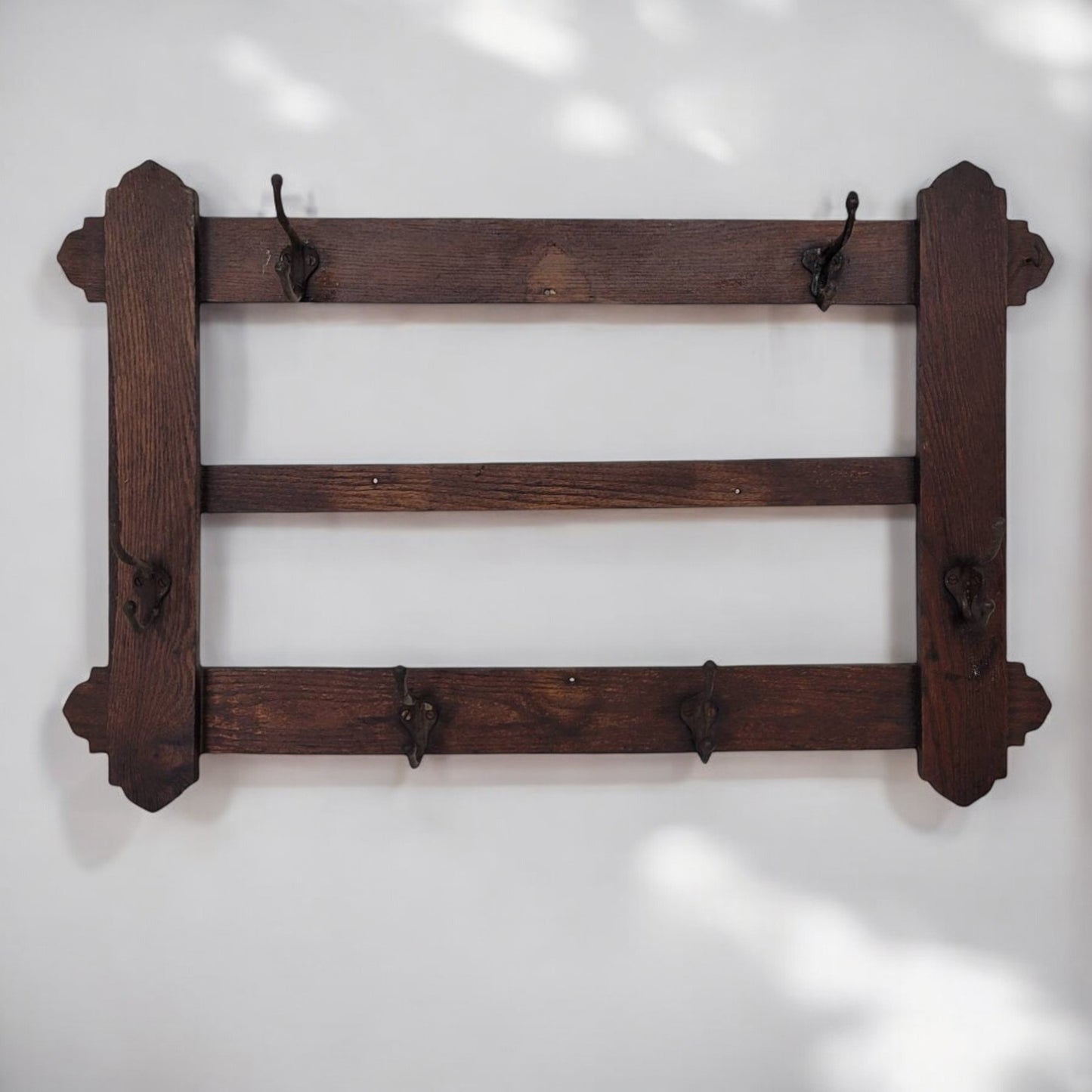 Antique 1/4 Sawn Oak Arts and Crafts Wall Hanging Coat Rack!