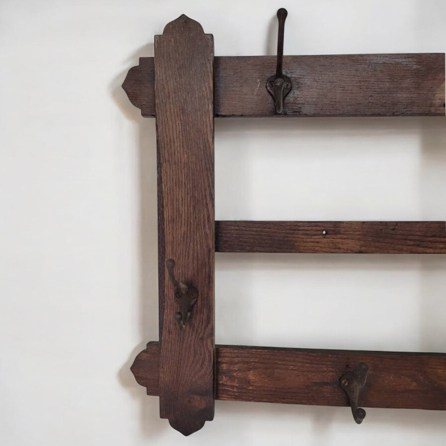Antique 1/4 Sawn Oak Arts and Crafts Wall Hanging Coat Rack!
