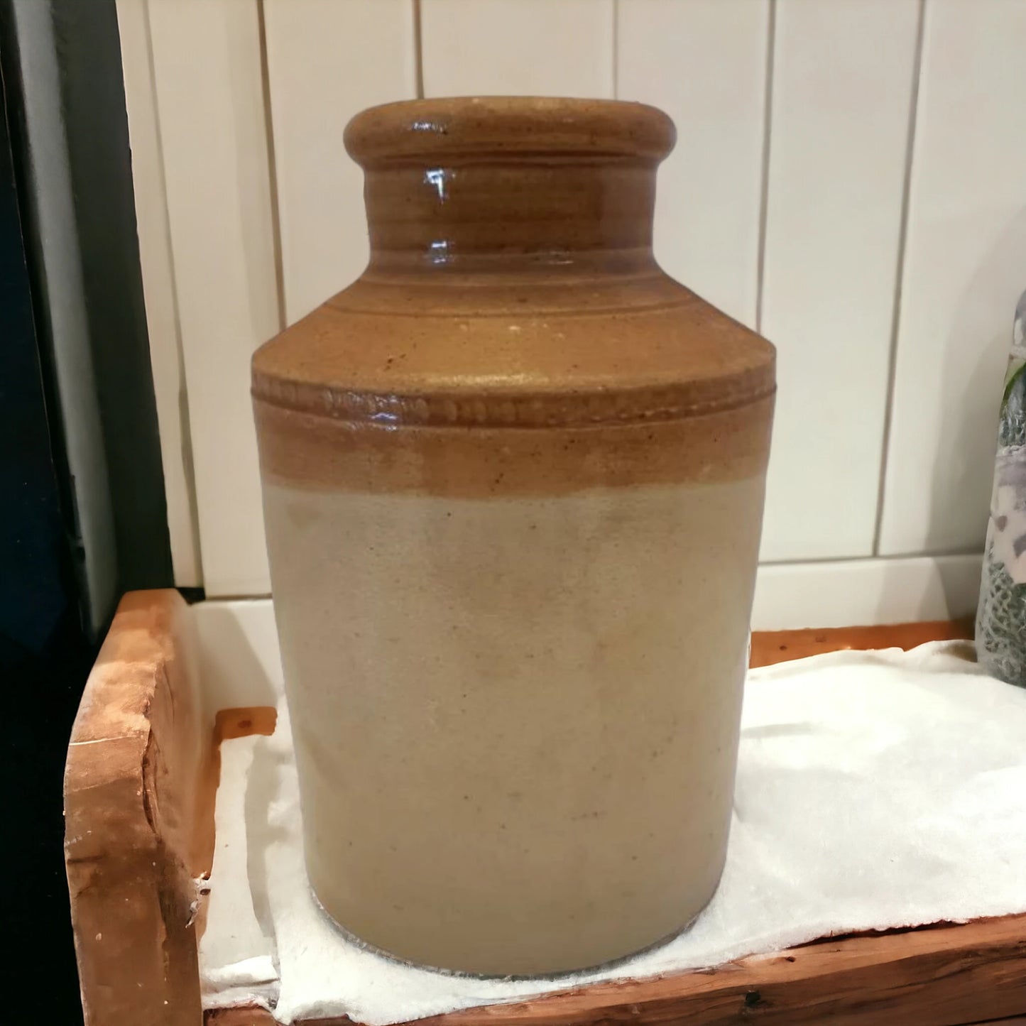 Antique Pickle Crock Stoneware Mustard Jar