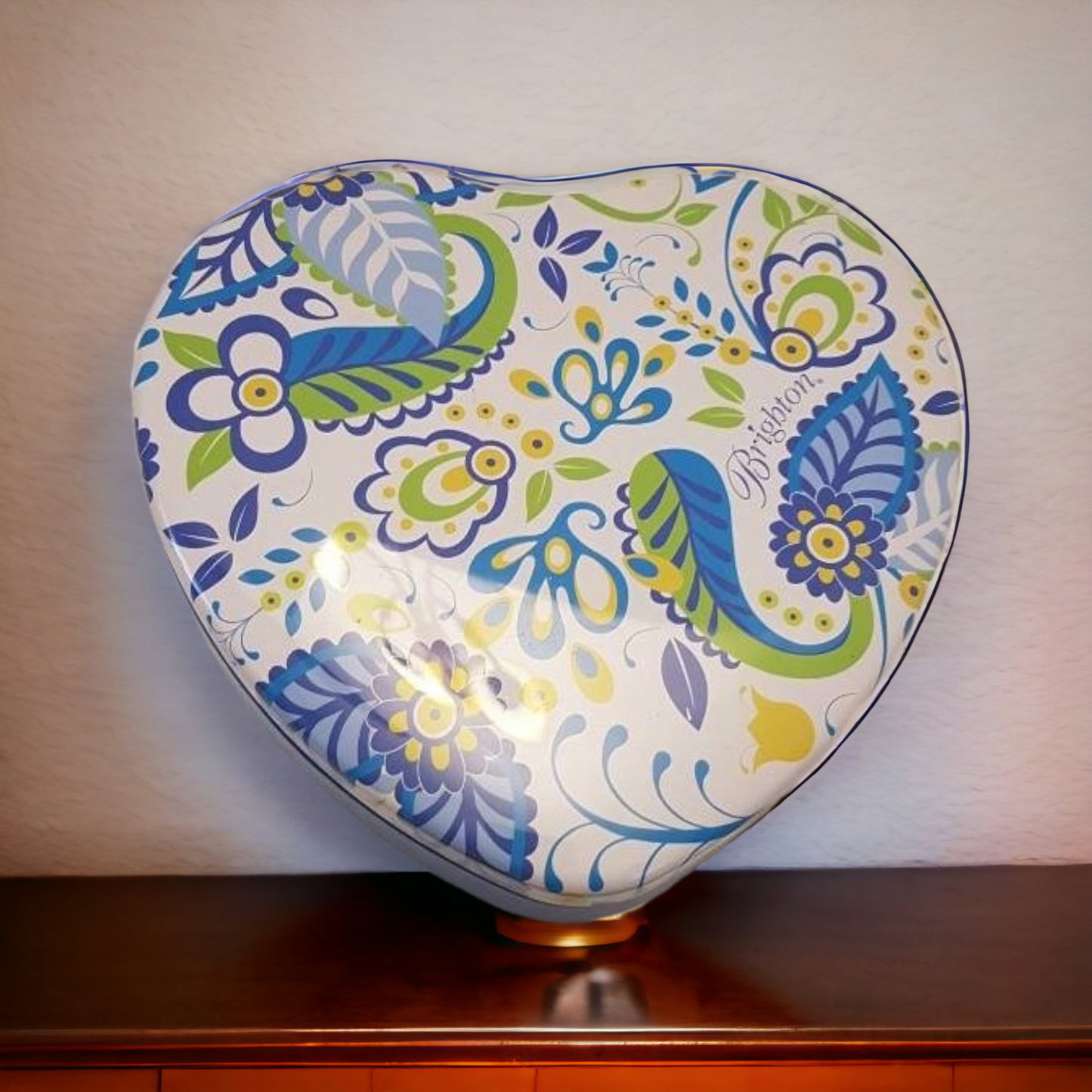 Brighton Tin Floral Design Heart Shaped Trinket Jewelry Gift Boxes