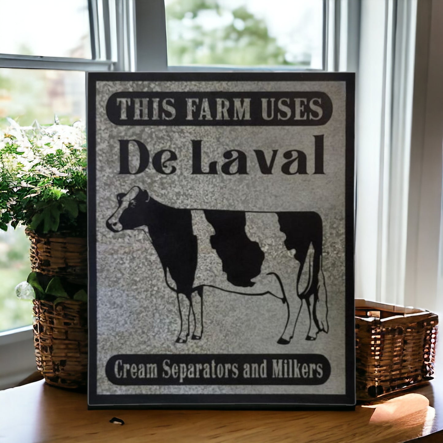 retro de laval farm sign